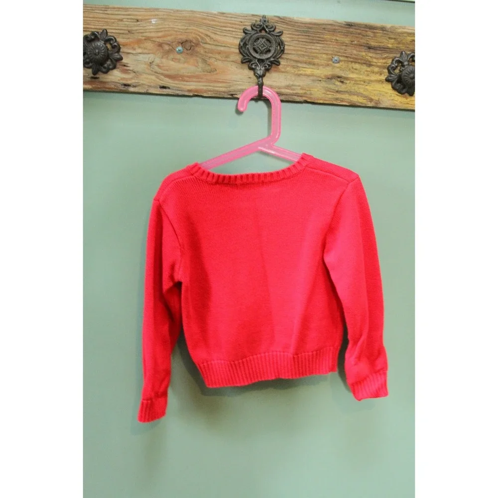 Vintage Ralph Lauren Kids Red Cotton Nautical‎ Bear Knit Sweater Size 4/5